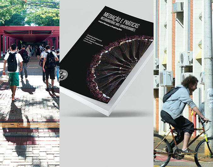 Aumento na procura pelo órgão fortalece cultura do diálogo na Universidade; seminário sobre o tema ocorrerá em 9 de junho Mosaico de imagens mostram fotos do campus da unicamp e a capa do livro que será lançado