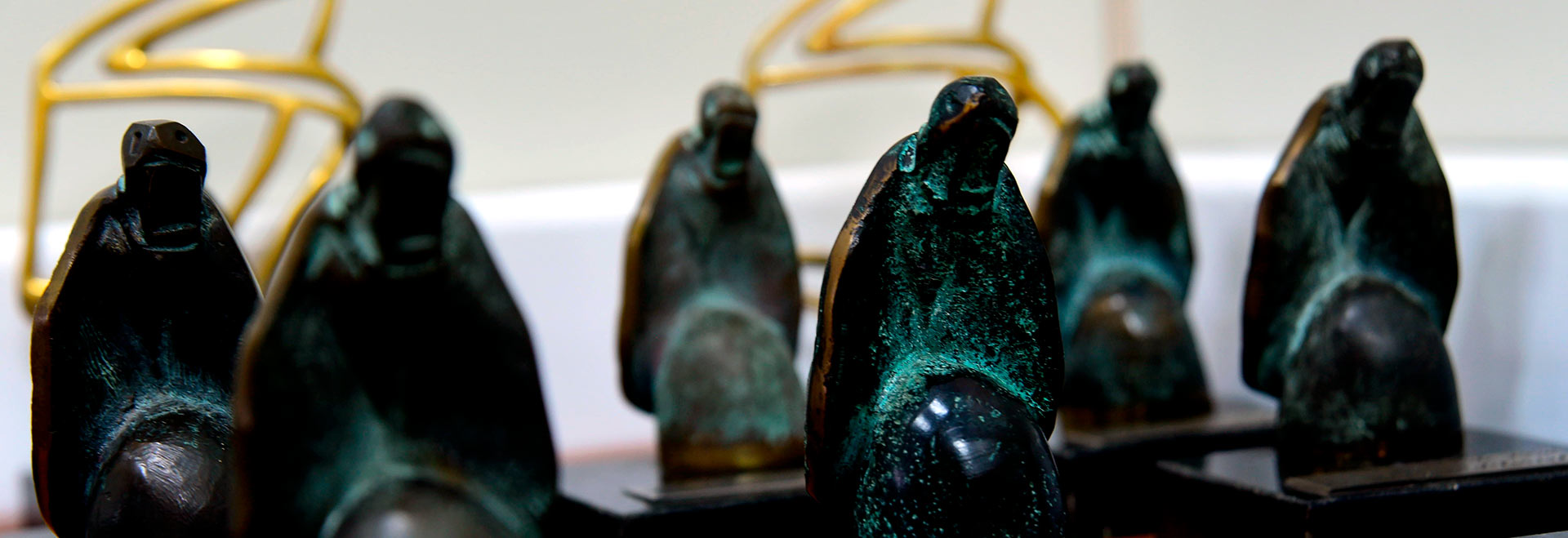 Estatuetas do Prêmio Jabuti conquistadas pela Editora da Unicamp ao longo dos seu 40 anos 