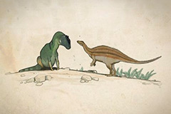 Trata-se de uma releitura das representações paleoartísticas do Mesozoico, assumindo dinossauros como seres vivos e não gigantes sanguinários. 