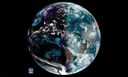 Imagem de satélite que mostra o planeta Terra