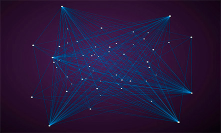 Imagem que mostra pontos interligados por linhas retas azuis.