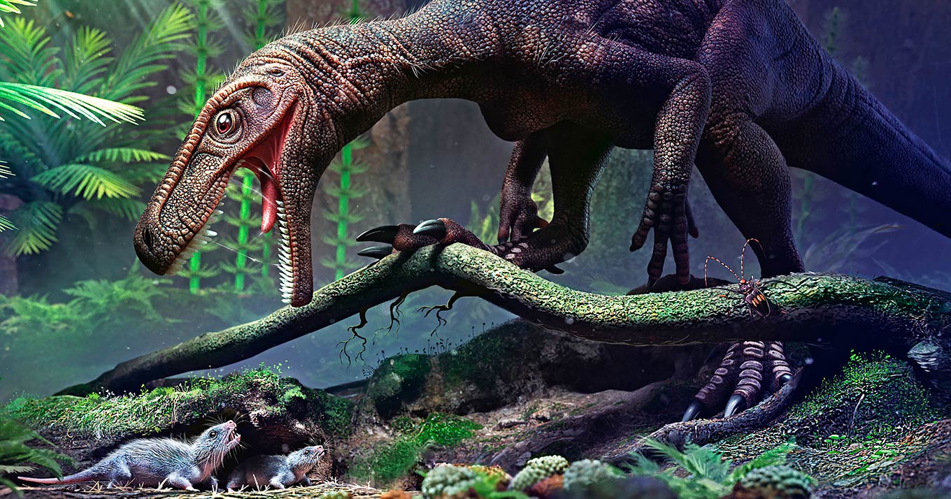 Os pesquisadores analisaram fósseis de alguns dos dinossauros mais antigos, entre os quais o Gnathovorax (na ilustração)