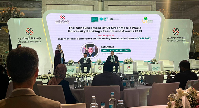 Cerimônia de anúncio do ranking UI GreenMetric World University das instituições mais sustentáveis do mundo, em Dubai 