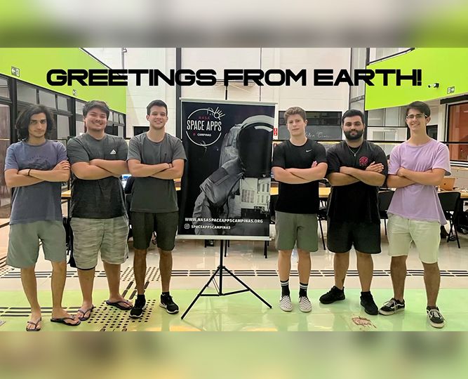O time da Universidade, – batizado de Greetings from Earth (saudações da Terra) – foi formado pelos alunos de Engenharia de Computação Andreas Cisi Ramos, Bruno Amaral Teixeira de Freitas, Bernardo Panka Archegas, Naim Shaikhzadeh Santos e Felipe Gabriel Brabes da Silva, além de Daniel Yuji Hosomi, da Ciência de Computação O time da Universidade, – batizado de Greetings from Earth (saudações da Terra) – foi formado pelos alunos de Engenharia de Computação Andreas Cisi Ramos, Bruno Amaral Teixeira de Freitas, Bernardo Panka Archegas, Naim Shaikhzadeh Santos e Felipe Gabriel Brabes da Silva, além de Daniel Yuji Hosomi, da Ciência de Computação