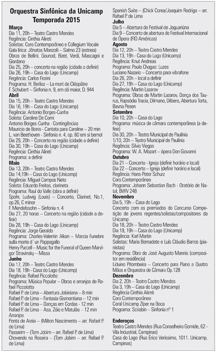 agenda da orquestra sinfonica
