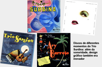 Discos de diferentes momentos do Trio Surdina: além da  sonoridade, design gráfico também era inovador
