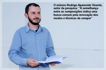 O músico Rodrigo Aparecido Vicente, autor da pesquisa: “A semelhança entre as composições indica uma  busca comum pela renovação dos modos e técnicas de compor”