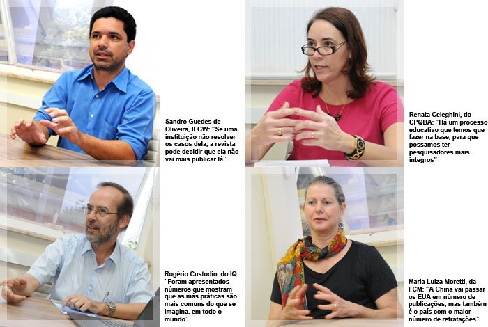 Sandro Guedes, do Instituto de Física Gleb Wataghin (IFGW), Renata Celeghini, do Centro Pluridisciplinar de Pesquisas Químicas, Biológicas e Agrícolas (CPQBA), Rogério Custodio, do Instituto de Química (IQ) e Maria Luiza Moretti, da Faculdade de Ciências Médicas (FCM)