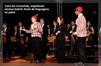 Cena do Concertato, espetáculo músico-teatral: fusão de linguagens no palco