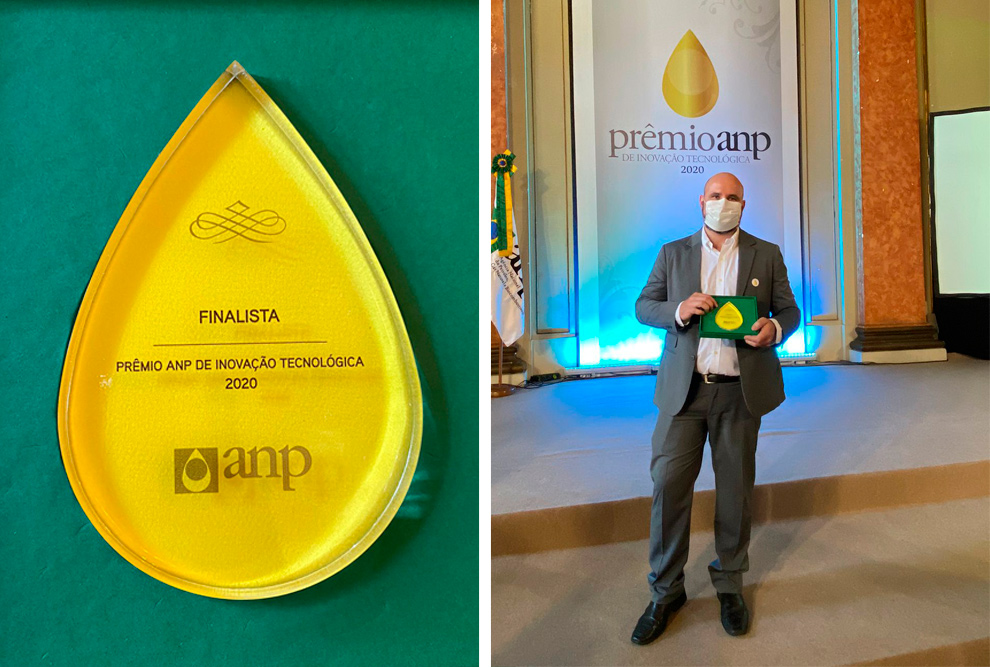 O professor Leonardo Fregolente, da Faculdade de Engenharia Química recebeu troféu como finalista do prêmio