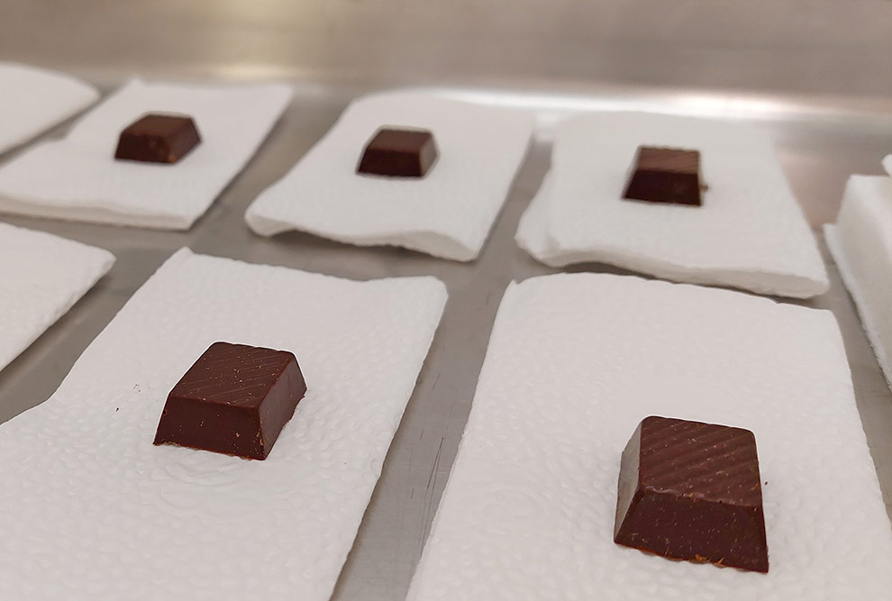 Amostras de chocolate usadas nos testes feitos na Faculdade de Engenharia de Alimentos: harmonizando música e comida