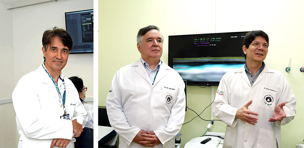 Da esq. para a dir., os médicos e docentes Andrei Sposito, José Roberto Matos Souza e Wilson Nadruz Júnior