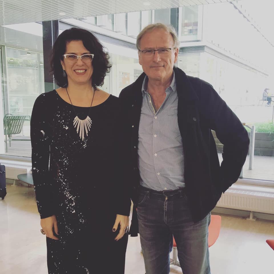 Ana Maciel, da Cátedra de Refugiados da Unicamp, e Michel Agier, diretor do Institut Convergences Migrations, em Paris
