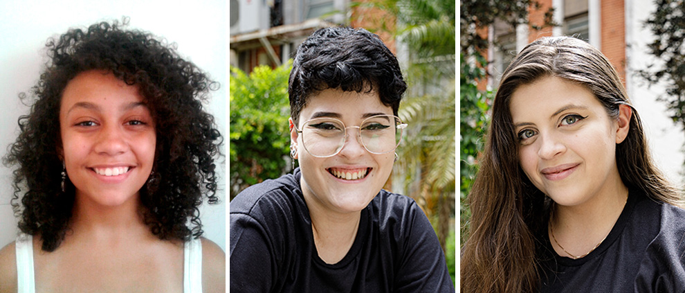 As alunas de graduação do curso de Artes Visuais Milena Santa Cruz, Amanda Franciscon e Lavinia Storni: interesse e comprometimento