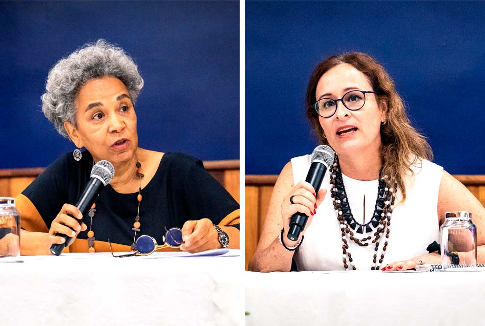 A diretora executiva de Direitos Humanos da Unicamp, Silvia Santiago (à esquerda) e a coordenadora da Secretaria de Vivência dos Campi, Susana Durão: Secretária de