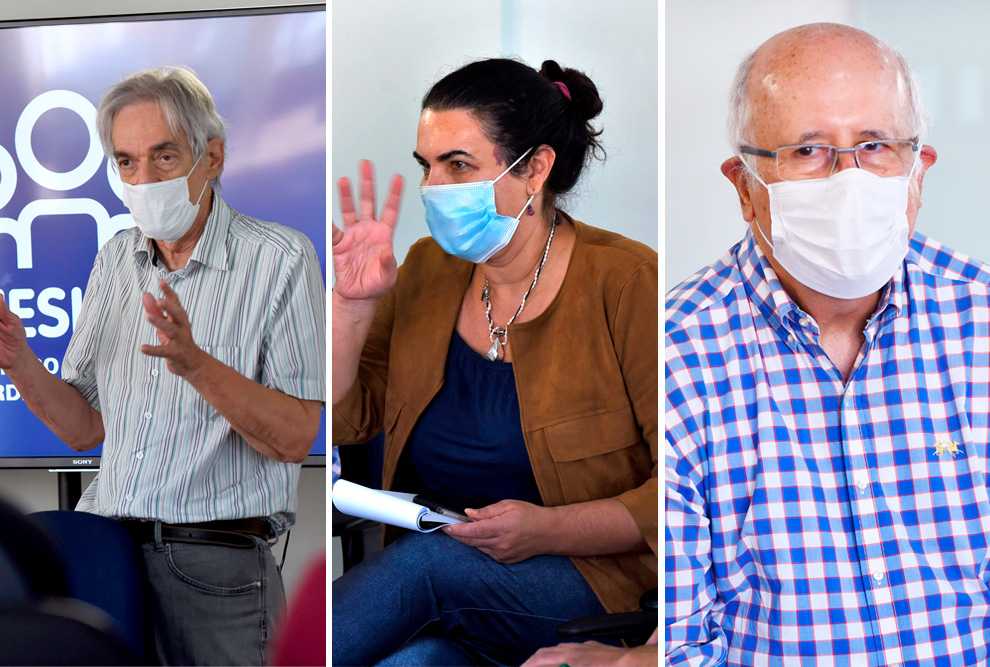 Professores José Mário Martinez, Isabela Tardin e Chrystiano Lyra: