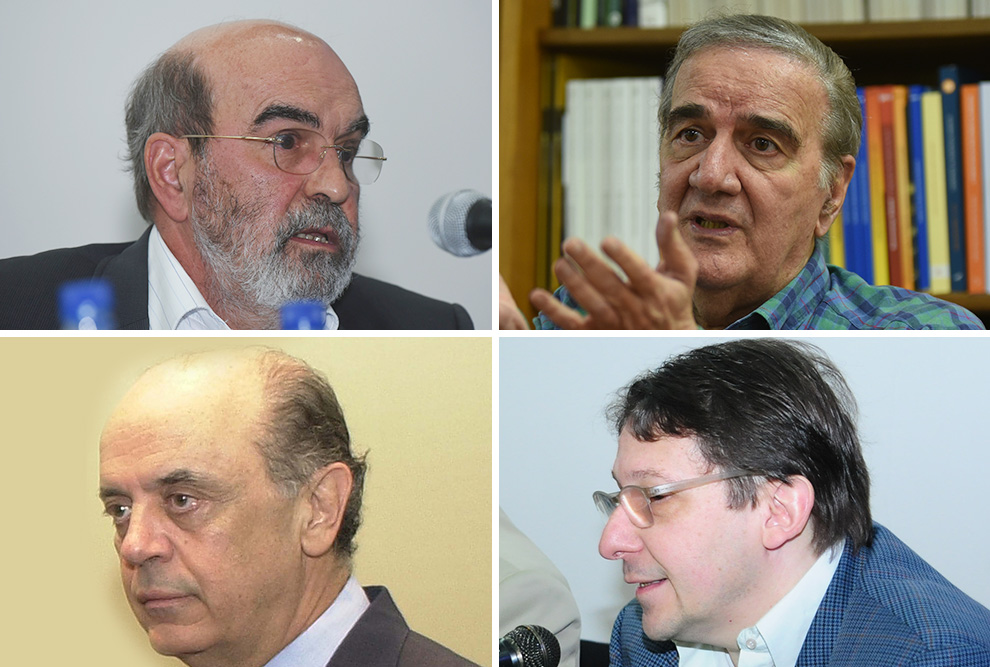 Sentido horário: José Graziano, Luiz Gonzaga Beluzzo, Geraldo Biasoto e José Serra