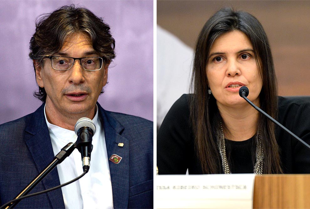 O presidente do IBGE, Márcio Pochamann e procuradora do Trabalho, Clarissa