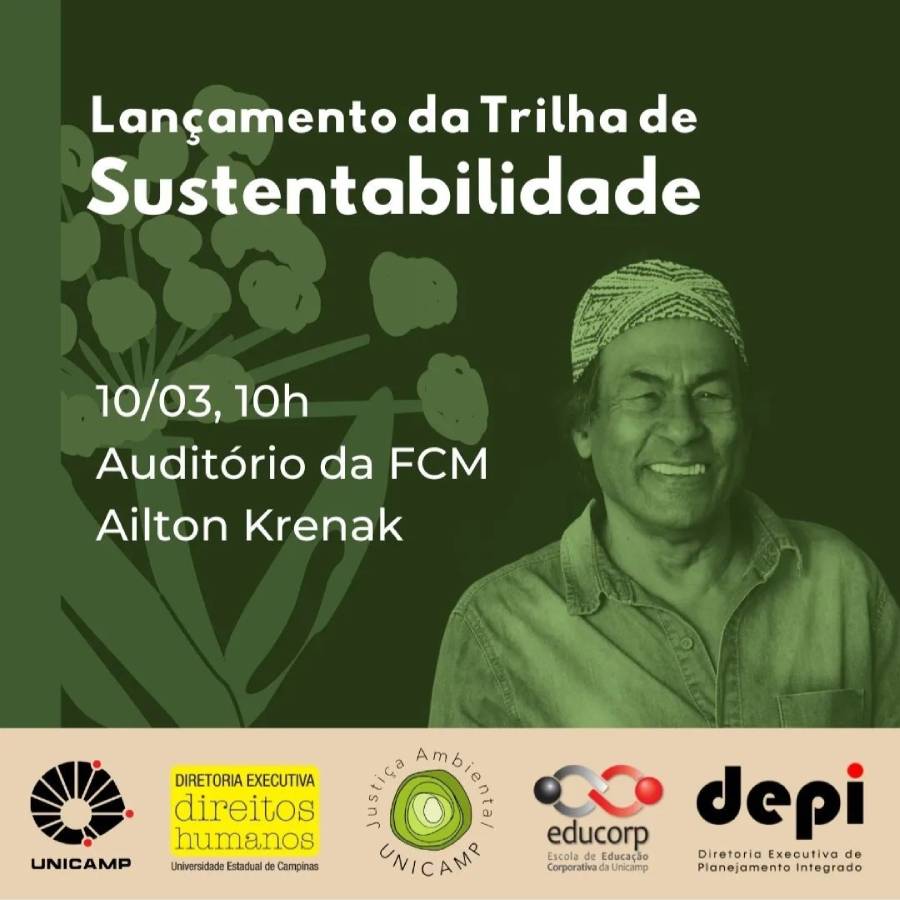 Cartaz de divulgação do evento Trilha da Sustentabilidade - Ailton Krenak