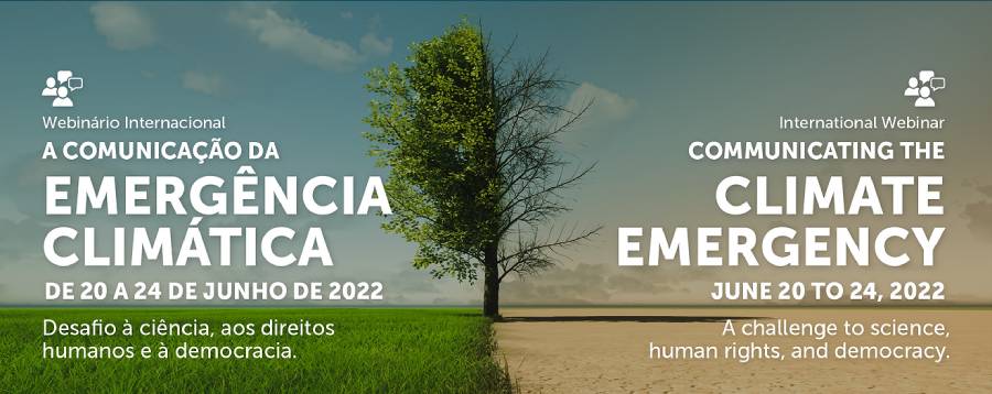 Cartaz de divulgação do webinário Emergências Clímáticas