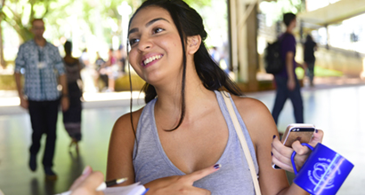 A aluna Natália Honório, caloura da FE, considerou a recepção aos calouros oportuna e já tirou informações sobre a rede wi-fi 