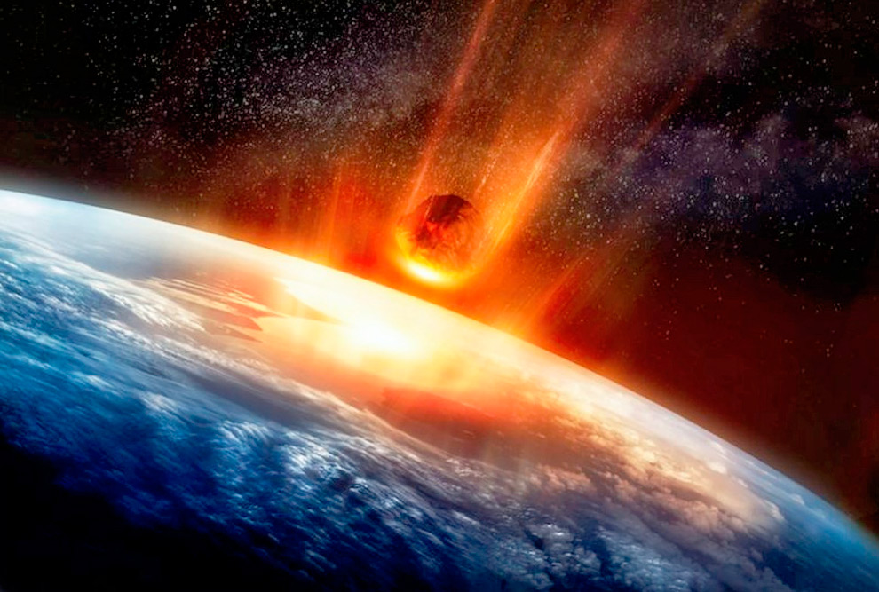 Ilustração de um asteroide atingindo a Terra (imagem: EarthSky)