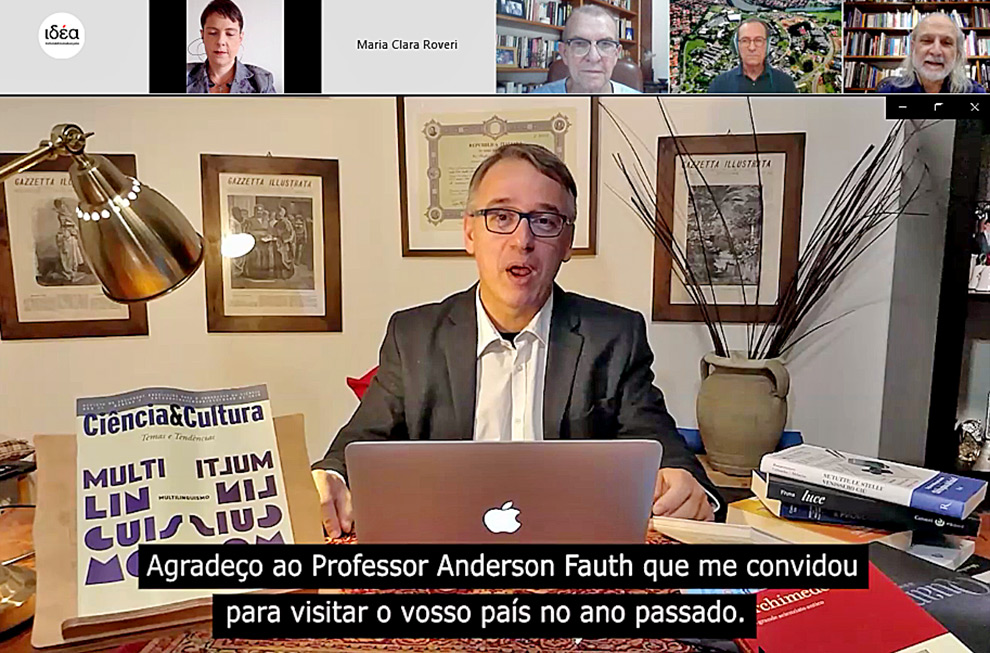 O físico italiano Francesco Vissani, idealizador da iniciativa original e cientista residente do IdEA em 2019, enviou um vídeo parabenizando a iniciativa brasileira