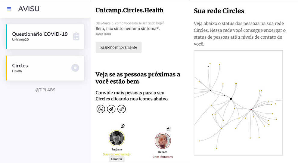 imagens mostram prints de tela do app avisu