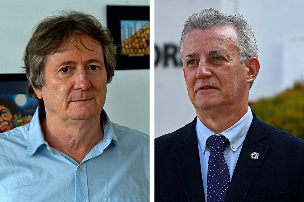 O professor José Dari Krein e o reitor Antonio José de Almeida Meirelles: 