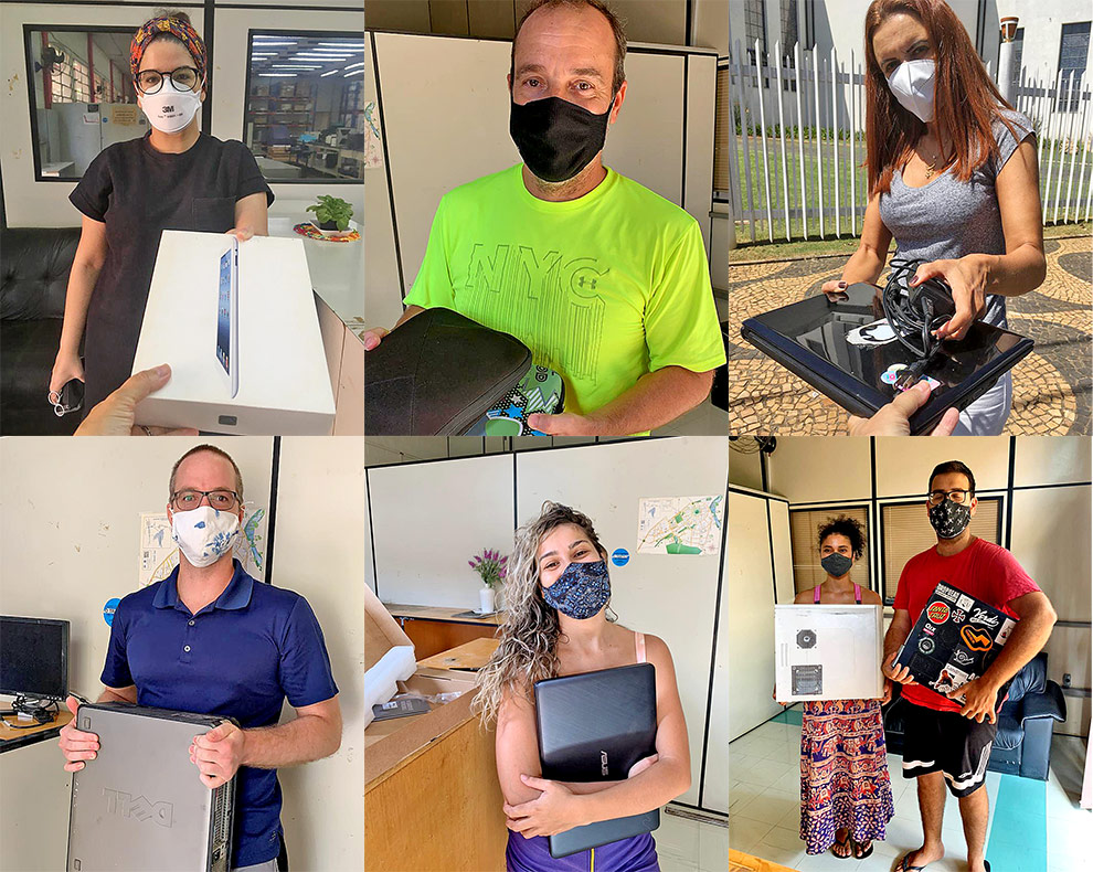 foto mostra pessoas beneficiadas com os equipamentos emprestados pela unicamp