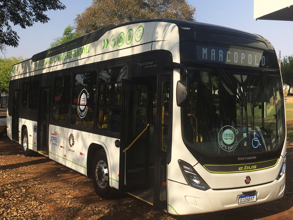 Ônibus elétrico que está circulando no campus em Campinas desde setembro de 2021 