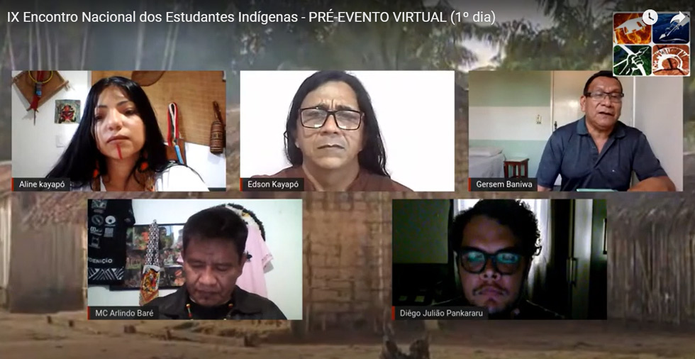audiodescrição: print da tela do evento virtual do encontro nacional dos estudantes indígenas