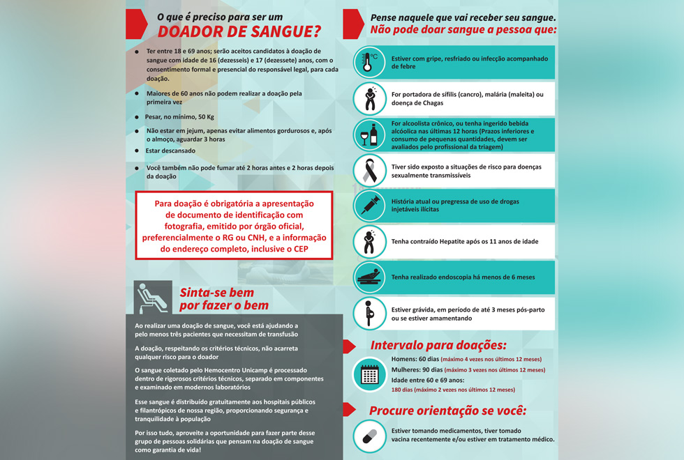 folder informa condições para a doação de sangue