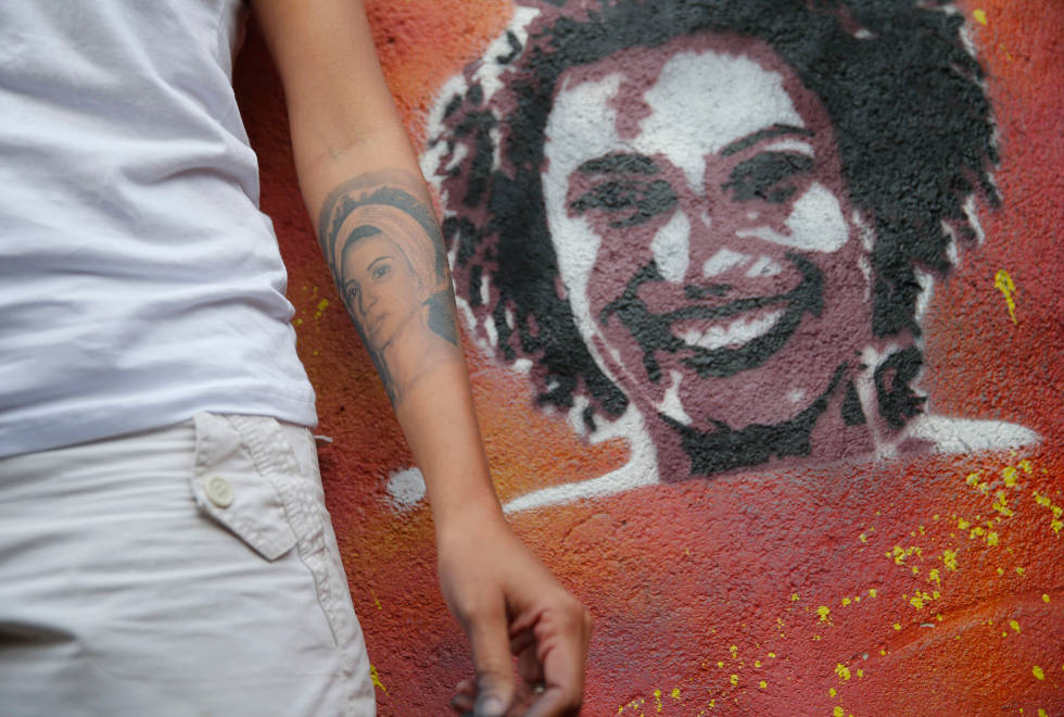 foto mostra grafite com o rosto da vereadora marielle franco, assassinada no rio de janeiro