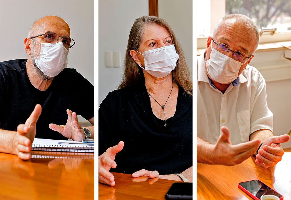 O coordenador da CTIC Ricardo Dahab, a coordenadora-geral Maria Luiza Moretti e o assessor da CGU Plínio Trabasso: