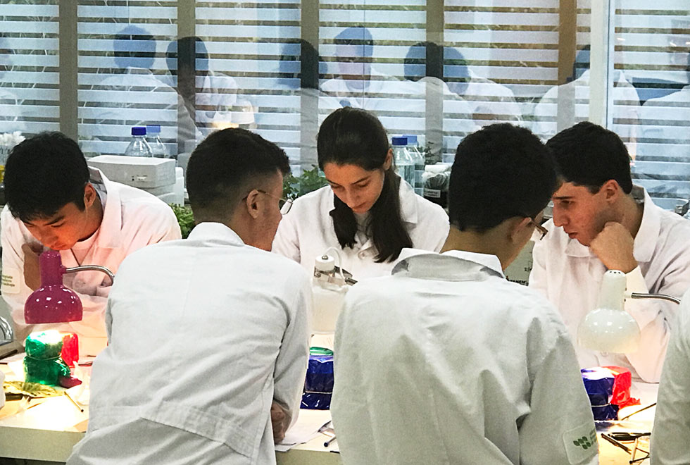 Candidatos durante atividade no Instituto Butantan durante terceira fase da OBB