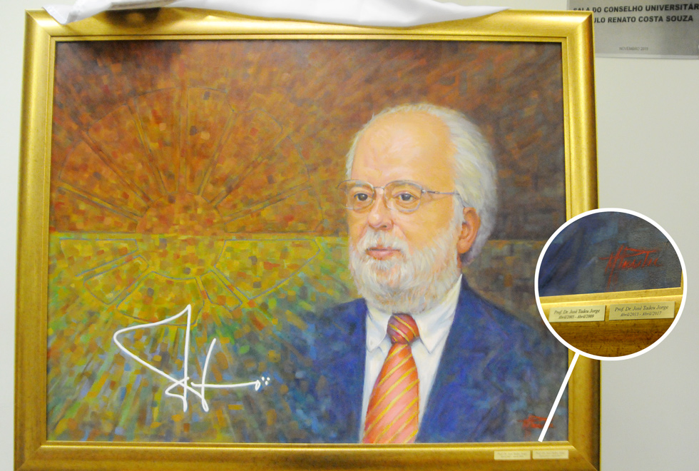 Quadro do ex-reitor José Tadeu Jorge recebeu placa alusiva à sua segunda gestão