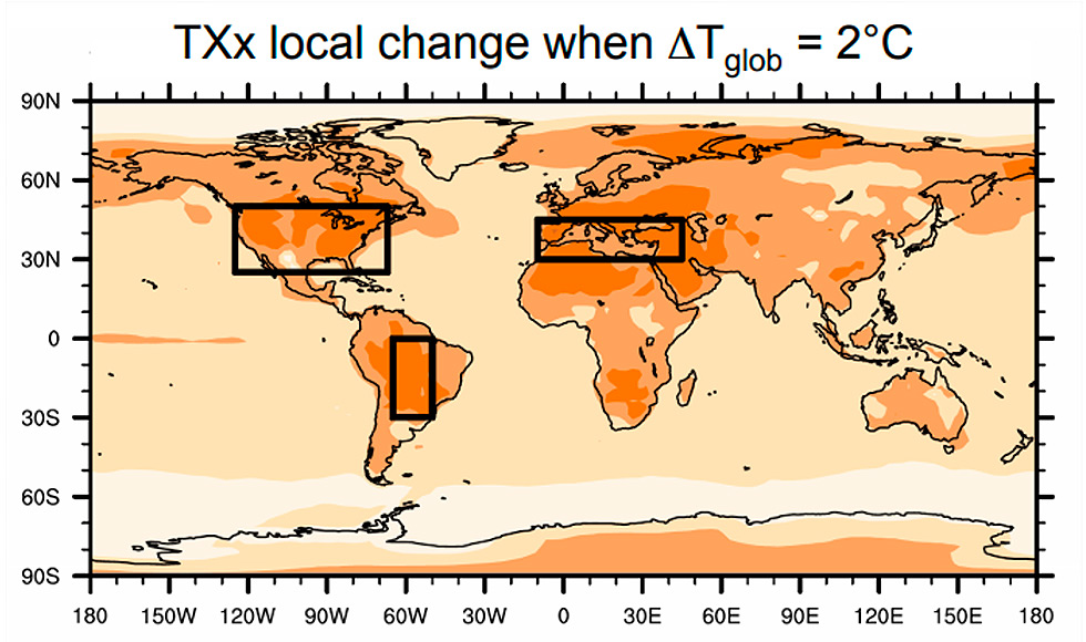 As três regiões que podem sofrer já por volta de 2030 um aquecimento médio anual de 2oC acima do período pré-industrial