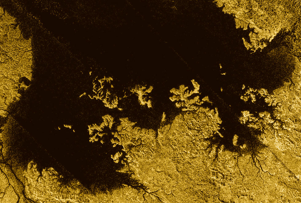 Ligeia Mare - um dos mares e lagos de hidrocarbonetos líquidos de Titã