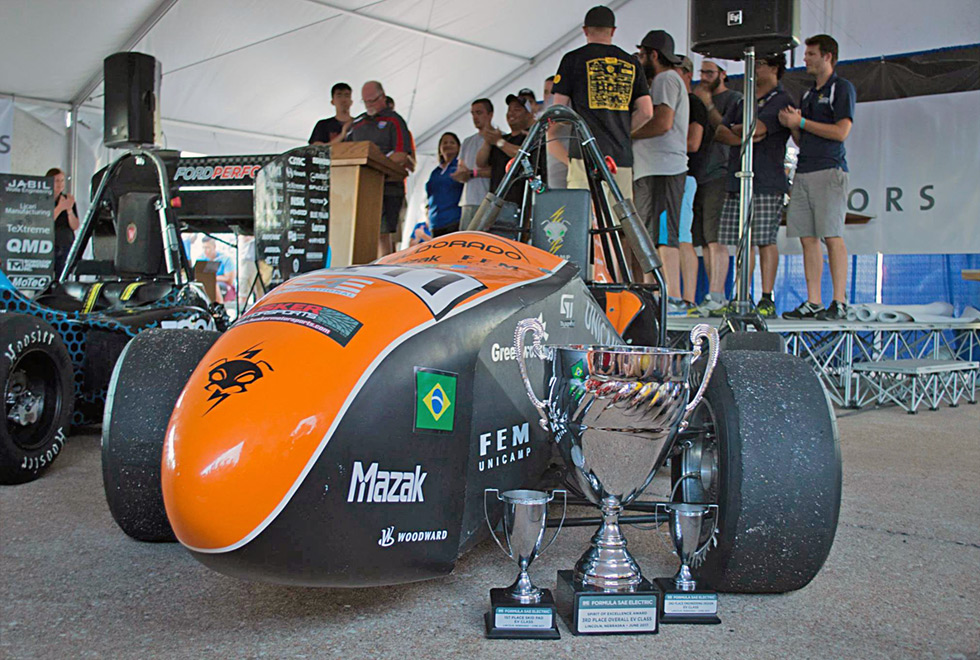 Carro da Unicamp E-Racing, terceiro da Categoria Elétrica na mundial Fórmula SAE em Lincoln. FOTO: Caio Lang