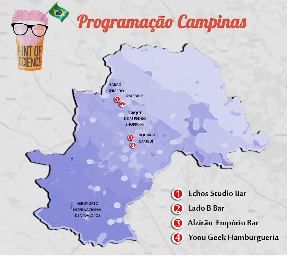 Locais do evento em Campinas