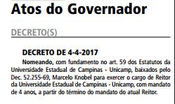 Nomeação de Alckmin para o novo reitor da Unicamp