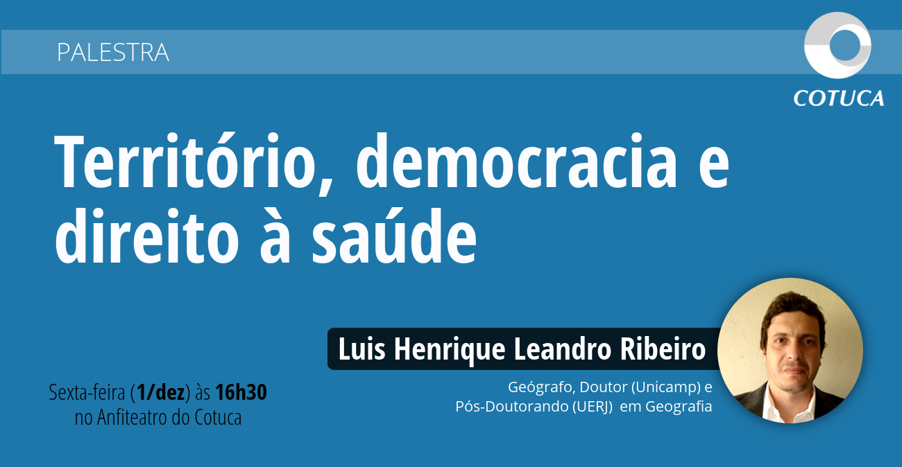 Cartaz da palestra "Território, democracia e direito à saúde"