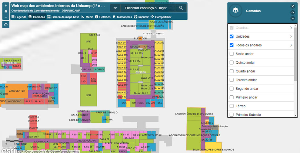 Web map e dashboard dos ambientes internos da Unicamp