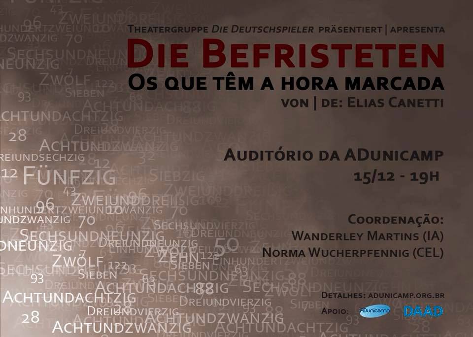 Cartaz da peça "Die Befristeten | Os que têm a hora marcada"