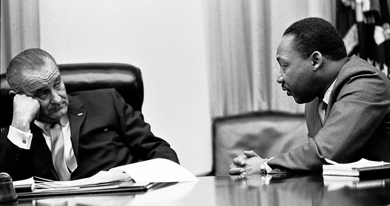 Martin Luther King e o presidente Lyndon Johnson, em 1966 Martin Luther King e o presidente Lyndon Johnson, em 1966
