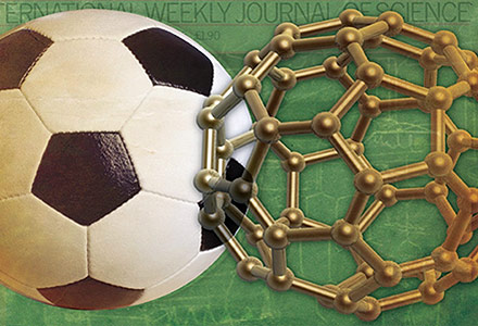 Recorte da Capa da “Nature” de novembro de 1985: futebol e ciência | Imagem: Reprodução Recorte da Capa da “Nature” de novembro de 1985: futebol e ciência | Imagem: Reprodução