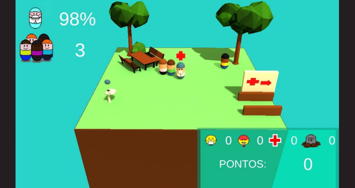 tela do computador dos jogos baseados em situações cotidianas enfrentadas na pandemia