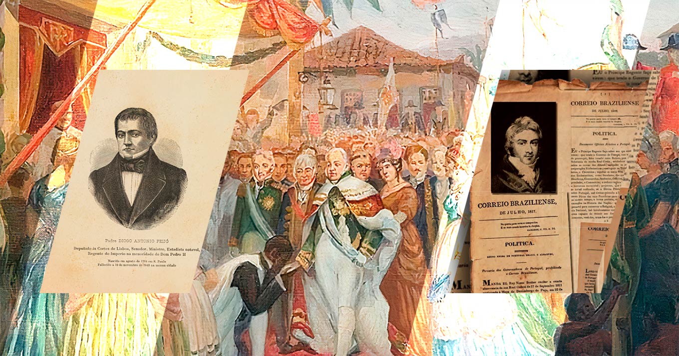 Exposição e debates organizados pela Editora da Unicamp convidam à reflexão sobre Independência, Semana de 1922 e ascensão do fascismo imagems mostram cenas históricas da vinda da família real ao brasil