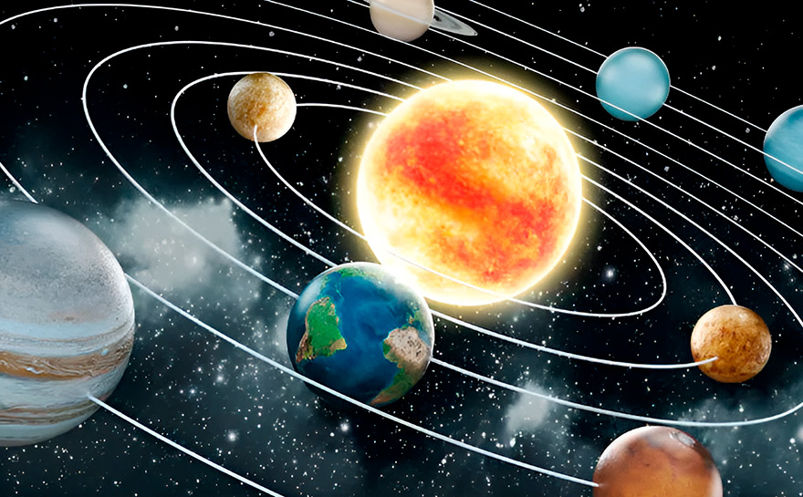 "Sabendo que existem seis planetas (Mercúrio, Vênus, Terra, Marte, Júpiter e Saturno) e acreditando que o Sol está no centro, é natural que as órbitas destes planetas estejam desenhadas nas esferas interiores e exteriores dos poliedros regulares."